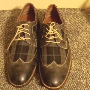 Ferro Aldo size 13 gray wingtip fabric plaid oxford